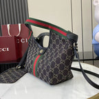Gucci Black Denim & Canvas Double G Tote Bag