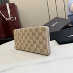 Gucci Brown Canvas & Leather Zip Wallet