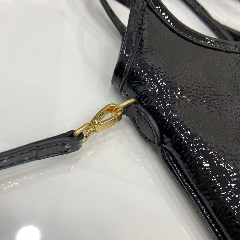 Miu Miu Black Patent Leather Logo Tote Bag