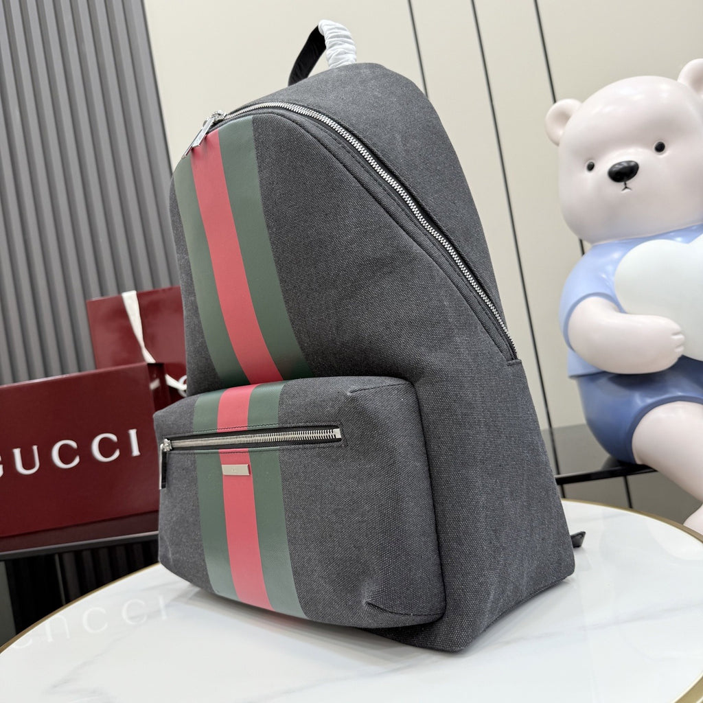 Gucci Black Canvas & Leather Vintage-Finish Backpack