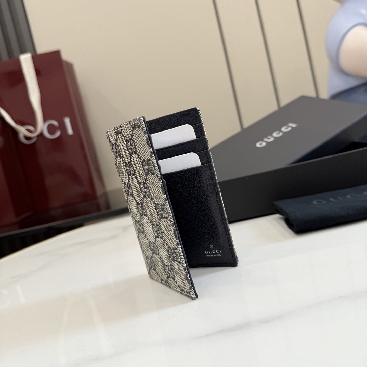 Gucci Canvas & Leather Logo Card Holder