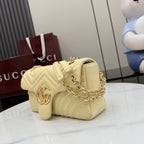 Gucci Yellow Lambskin Leather GG Marmont Shoulder Bag