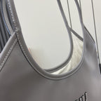 Miu Miu Gray Leather Logo Tote Bag