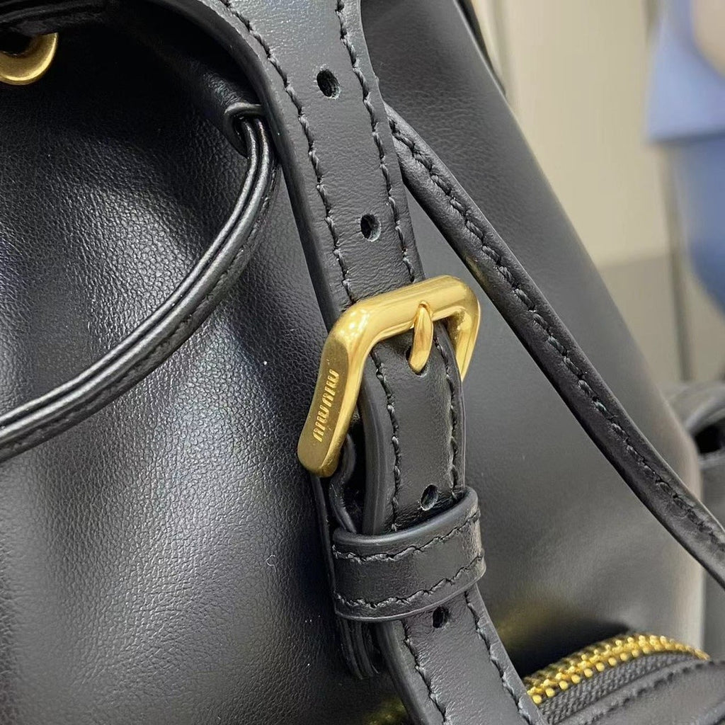 Miu Miu Black Calfskin Leather Backpack