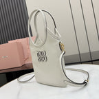 Miu Miu White Leather Logo Tote Bag