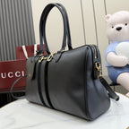 Gucci Black Leather & Canvas Horsebit Handbag