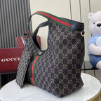 Gucci Black Denim & Canvas Double G Handbag