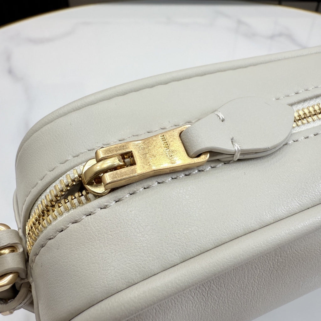 Miu Miu White Calfskin Leather & Cotton Colorblock Handbag
