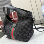 Gucci Black Denim & Leather Double G Clutch