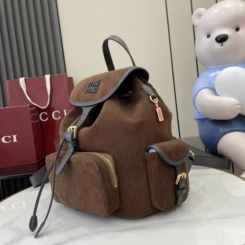 Gucci Corduroy & Calfskin Leather Backpack