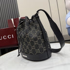 Gucci Black Denim & Leather Zip Handbag
