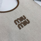 Miu Miu Brown Canvas & Leather Logo Tote Bag