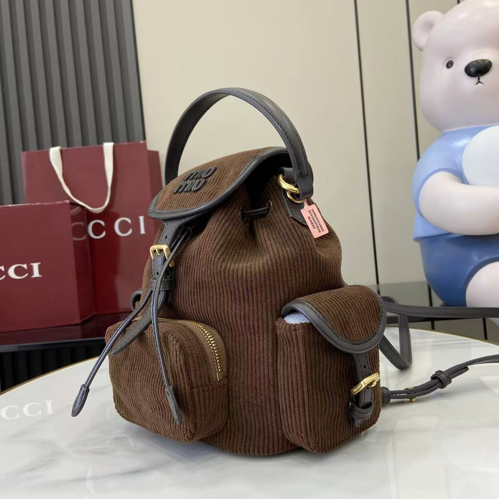 Gucci Corduroy & Calfskin Leather Backpack