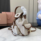 Miu Miu Brown Canvas & Calfskin Leather Backpack