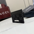 Gucci Black Denim & Leather Logo Card Holder