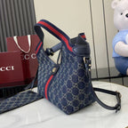 Gucci White Denim & Canvas Double G Tote Bag