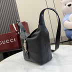 Gucci Black Leather Lock Handbag