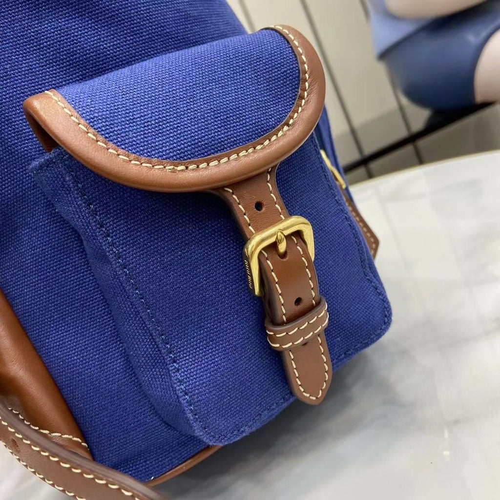 Miu Miu Brown Canvas & Calfskin Leather Backpack