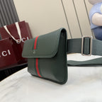 Gucci Green Leather & Canvas Logo Crossbody Bag
