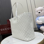 Gucci White Leather Openwork Tote Bag