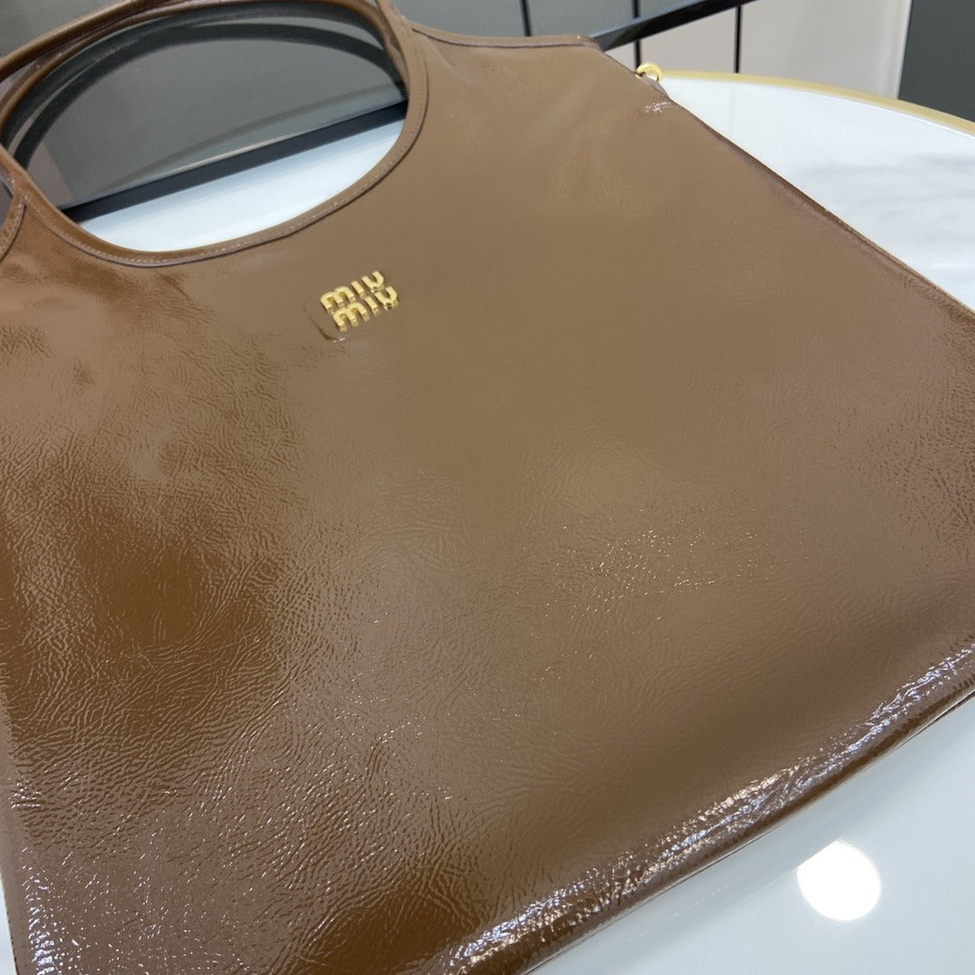 Miu Miu Lambskin Leather Logo Tote Bag