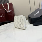 Gucci White Leather Openwork Wallet