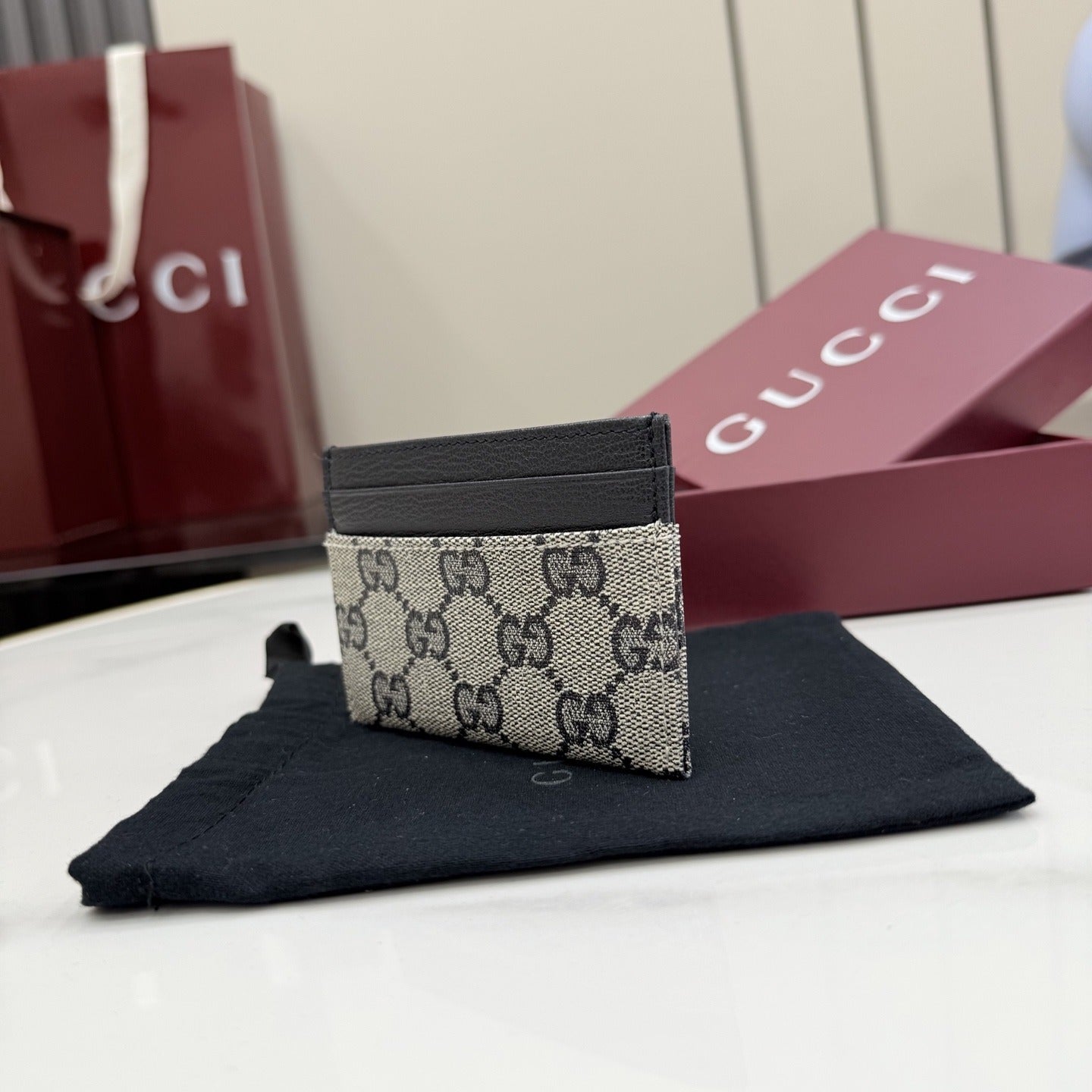 Gucci Canvas & Leather Card Holder