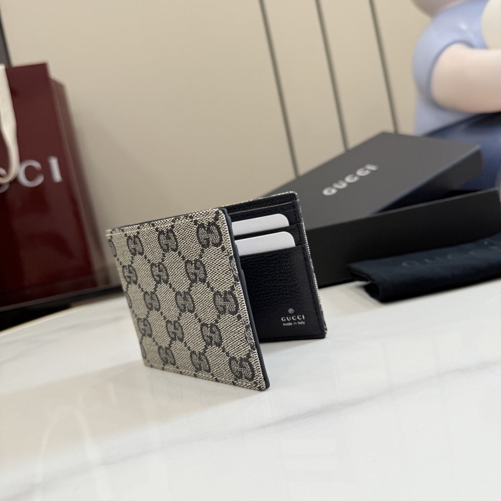 Gucci Green Canvas & Leather Logo Wallet