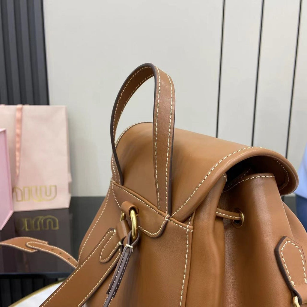 Miu Miu Brown Calfskin Leather Backpack