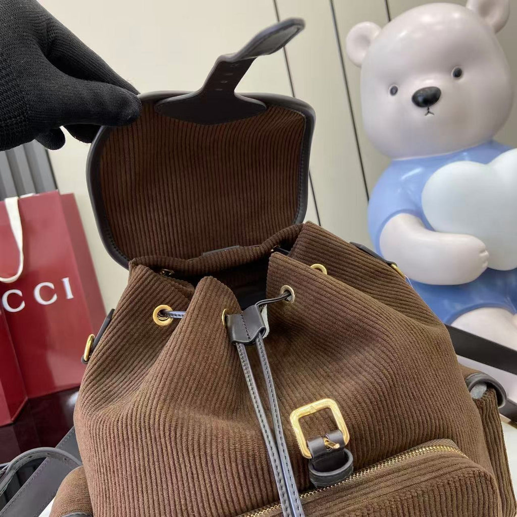 Gucci Corduroy & Calfskin Leather Backpack