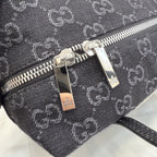 Gucci Black Denim & Leather Zip Handbag