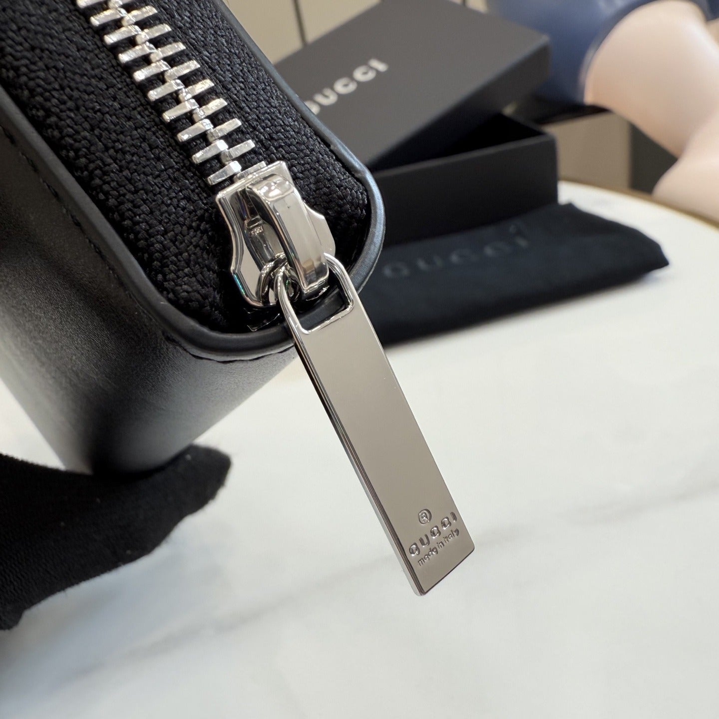 Gucci Black Leather Zip Wallet