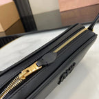 Miu Miu Black Calfskin Leather & Cotton Colorblock Handbag