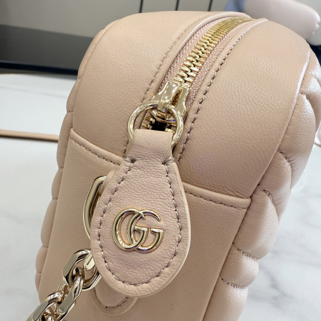 Gucci Beige Lambskin Leather GG Marmont Crossbody Bag