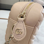 Gucci Beige Lambskin Leather GG Marmont Crossbody Bag