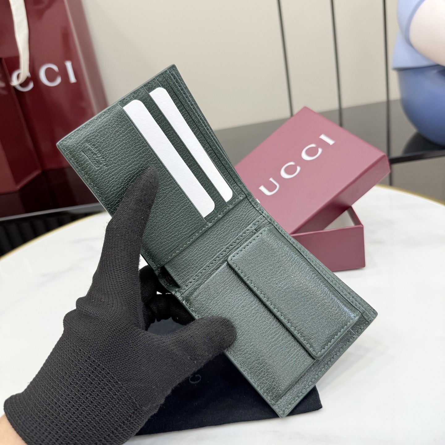 Gucci Green Lambskin Leather Logo Handbag