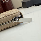 Gucci Brown Canvas & Leather Zip Wallet