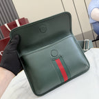 Gucci Green Leather & Canvas Logo Crossbody Bag
