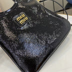 Miu Miu Black Patent Leather Logo Tote Bag