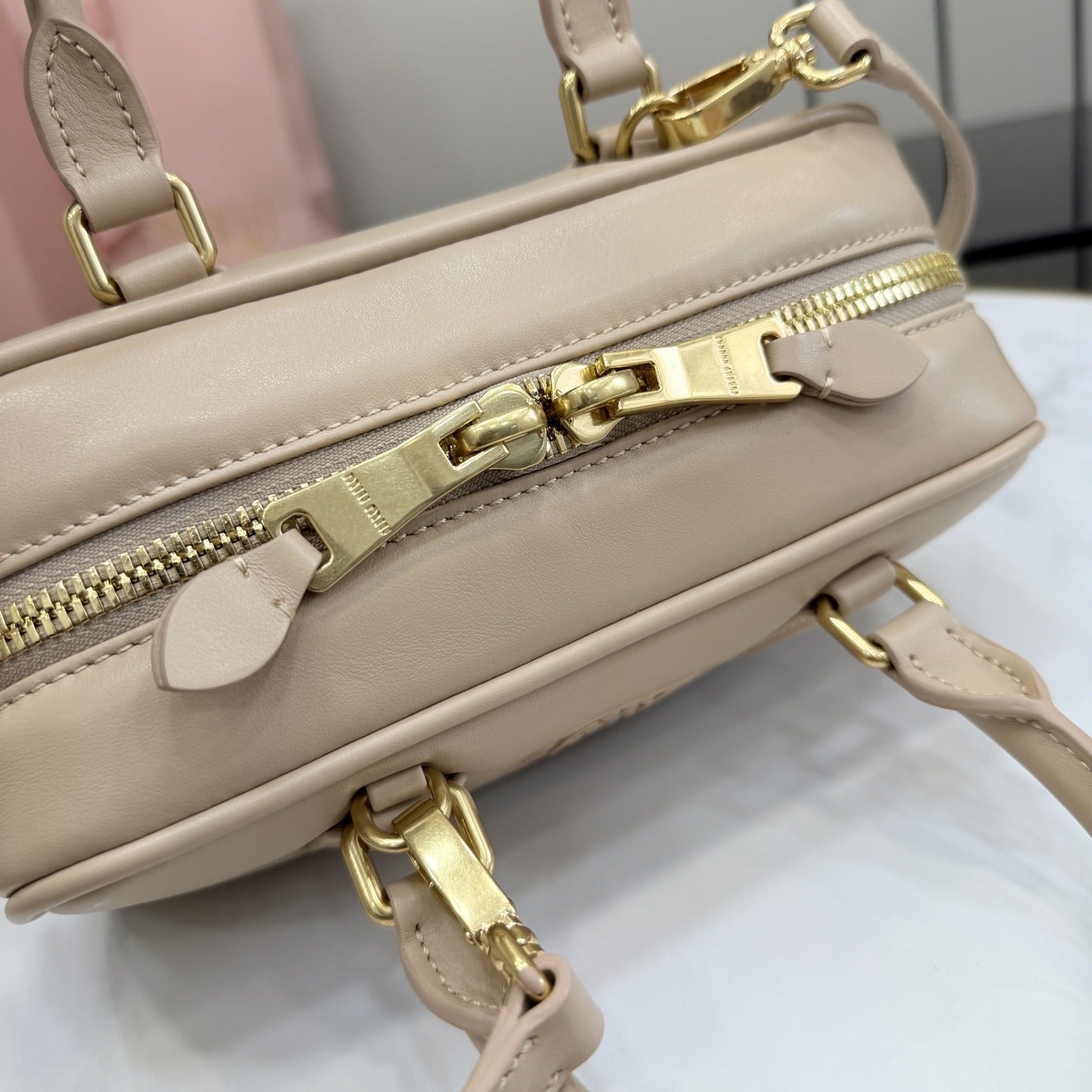 Miu Miu Yellow Leather Logo Handbag