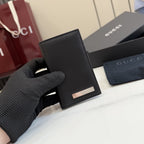 Gucci Black Leather & Canvas Card Holder