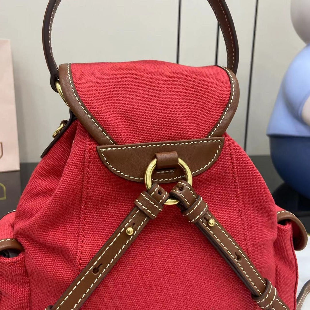 Miu Miu Brown Canvas & Calfskin Leather Backpack