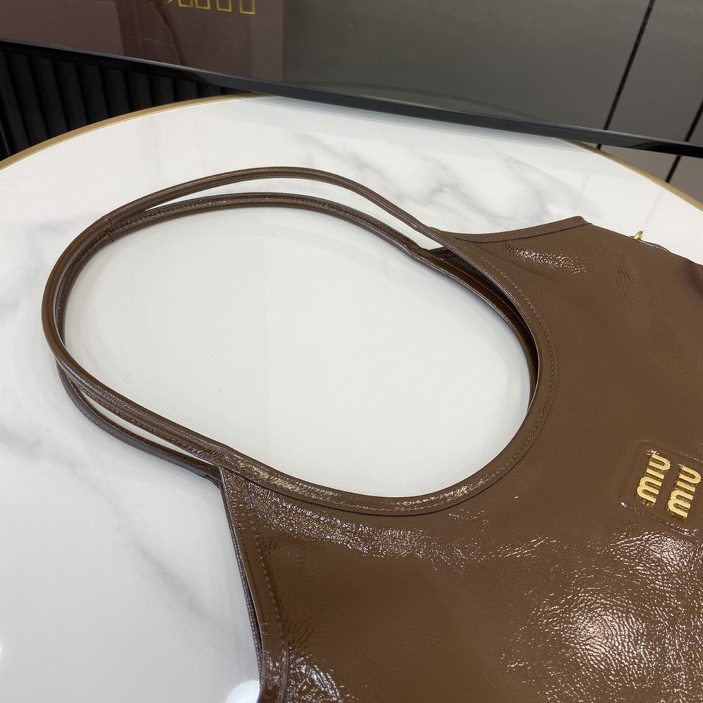 Miu Miu Lambskin Leather Logo Tote Bag