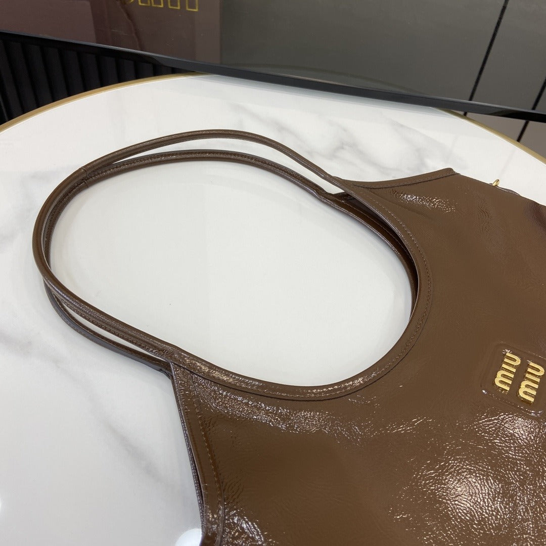 Miu Miu Lambskin Leather Logo Tote Bag