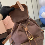 Miu Miu Brown Canvas & Calfskin Leather Backpack