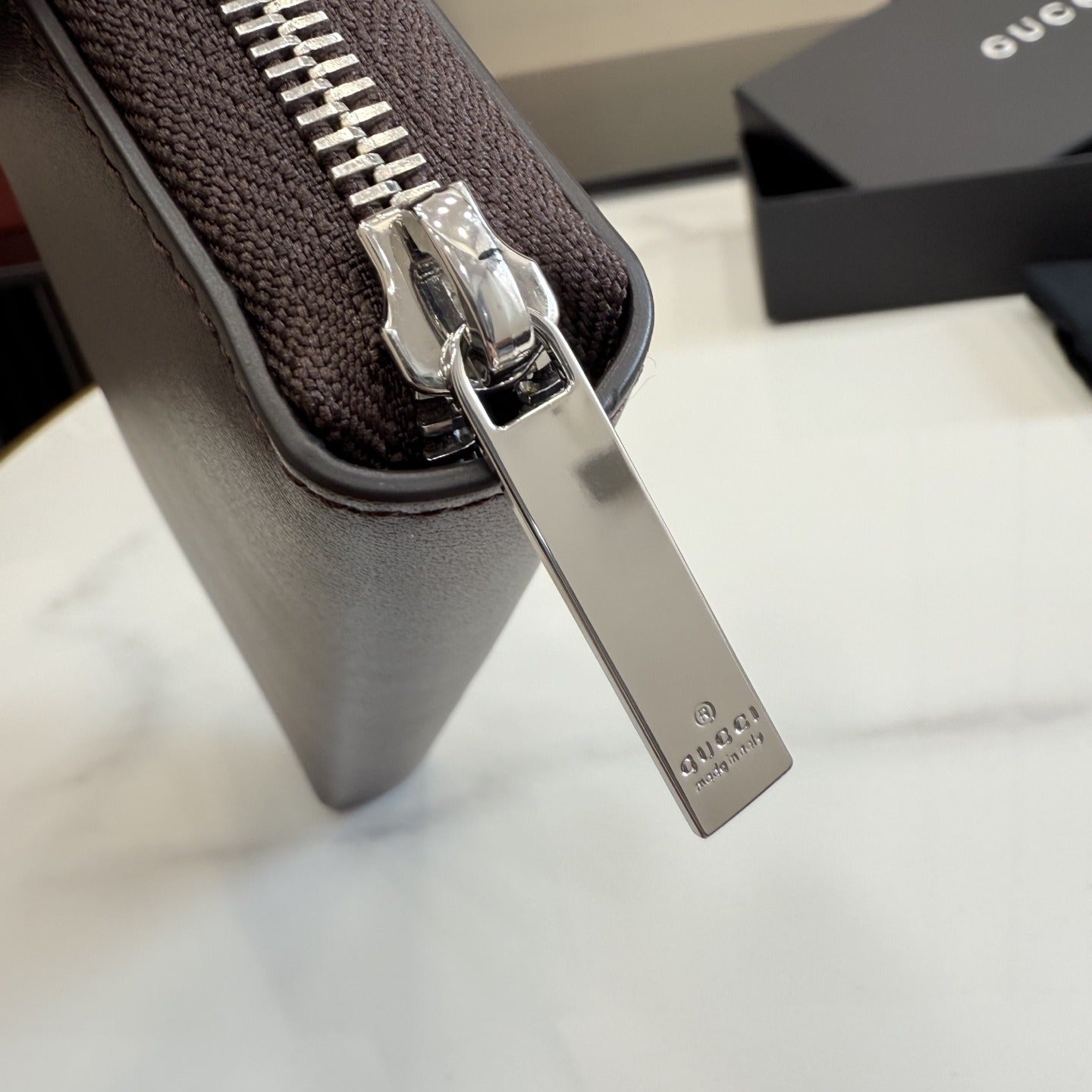 Gucci Brown Leather Zip Wallet