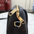 Gucci Black Leather & Canvas Horsebit Crossbody Bag