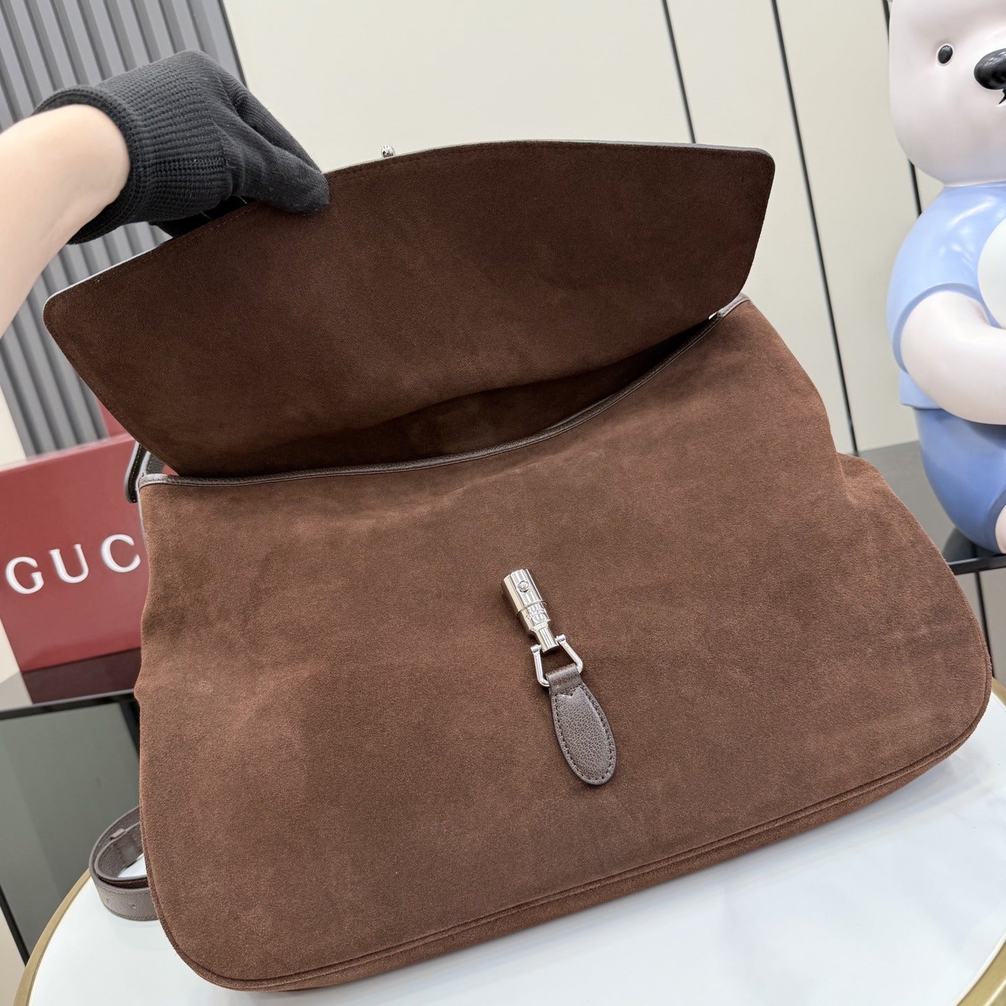 Gucci Brown Lambskin Leather Jackie 1961 Crossbody Bag
