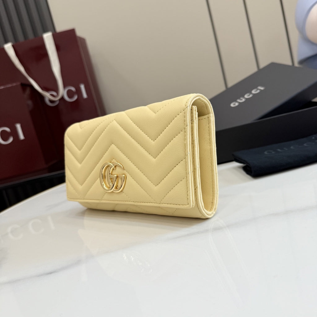 Gucci Yellow Leather GG Marmont Wallet