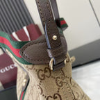 Gucci Brown Canvas & Linen Double G Tote Bag